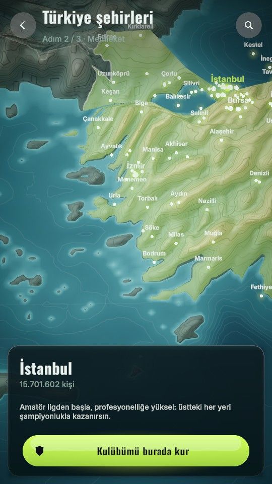 Phone screen: zoomed map of Turkish cities