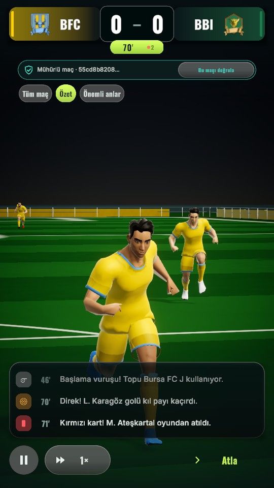 Phone screen: a goal celebration in yellow kits